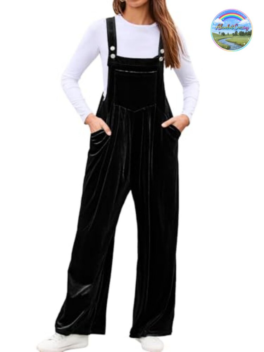 Velvet Sleeveless Loose Jumpsuit Romper with Pockets Wide Leg for Women